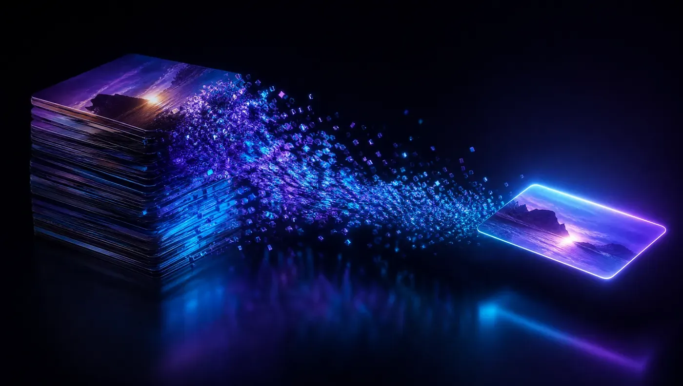 UnalSoft Medya Optimizasyon, görsel ve video sıkıştırma aracının soyut görseli